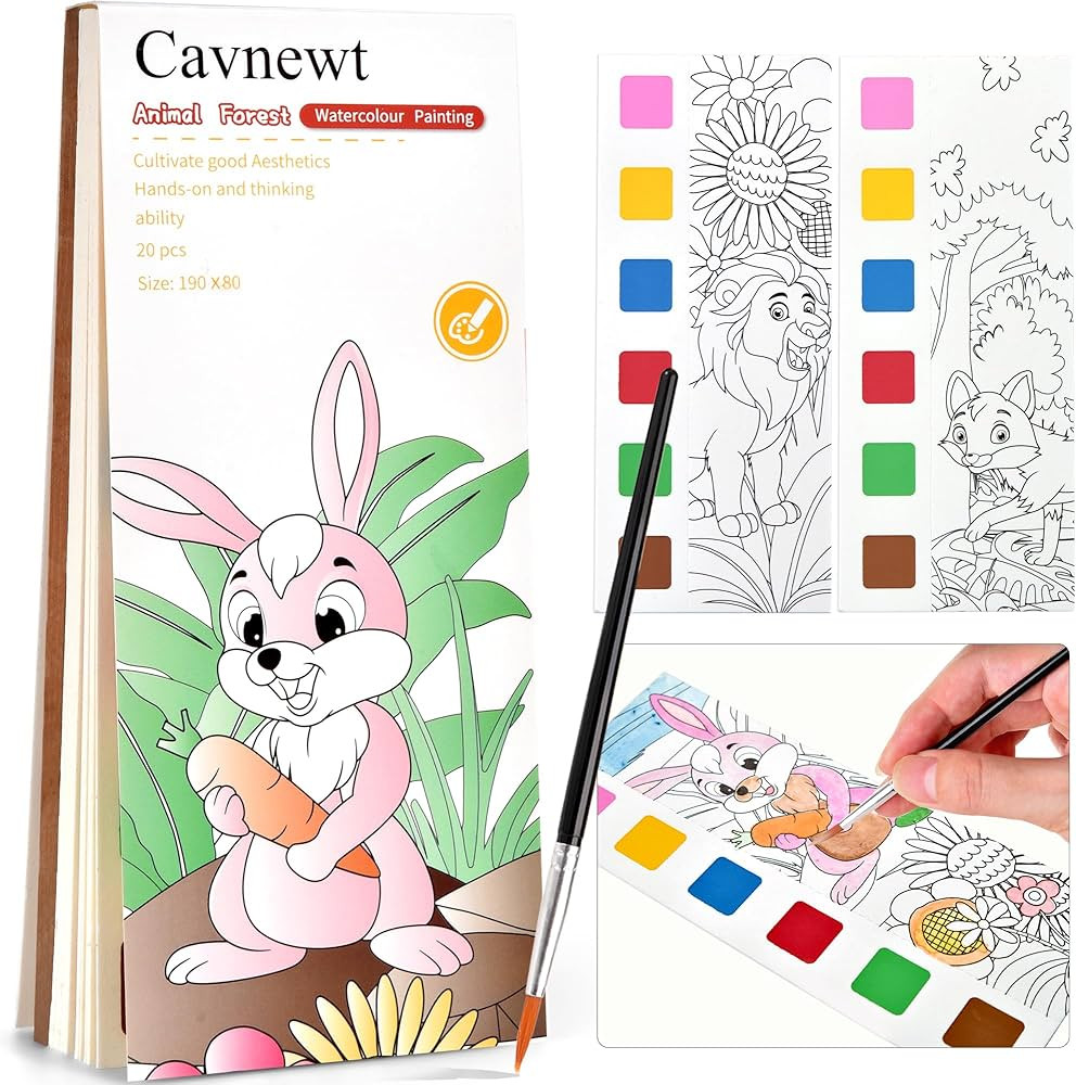 Cavnewt Pocket Watercolor Painting Book,21-Pages,Travel Paint Watercolor Coloring Book Set for Ki... | Amazon (US)