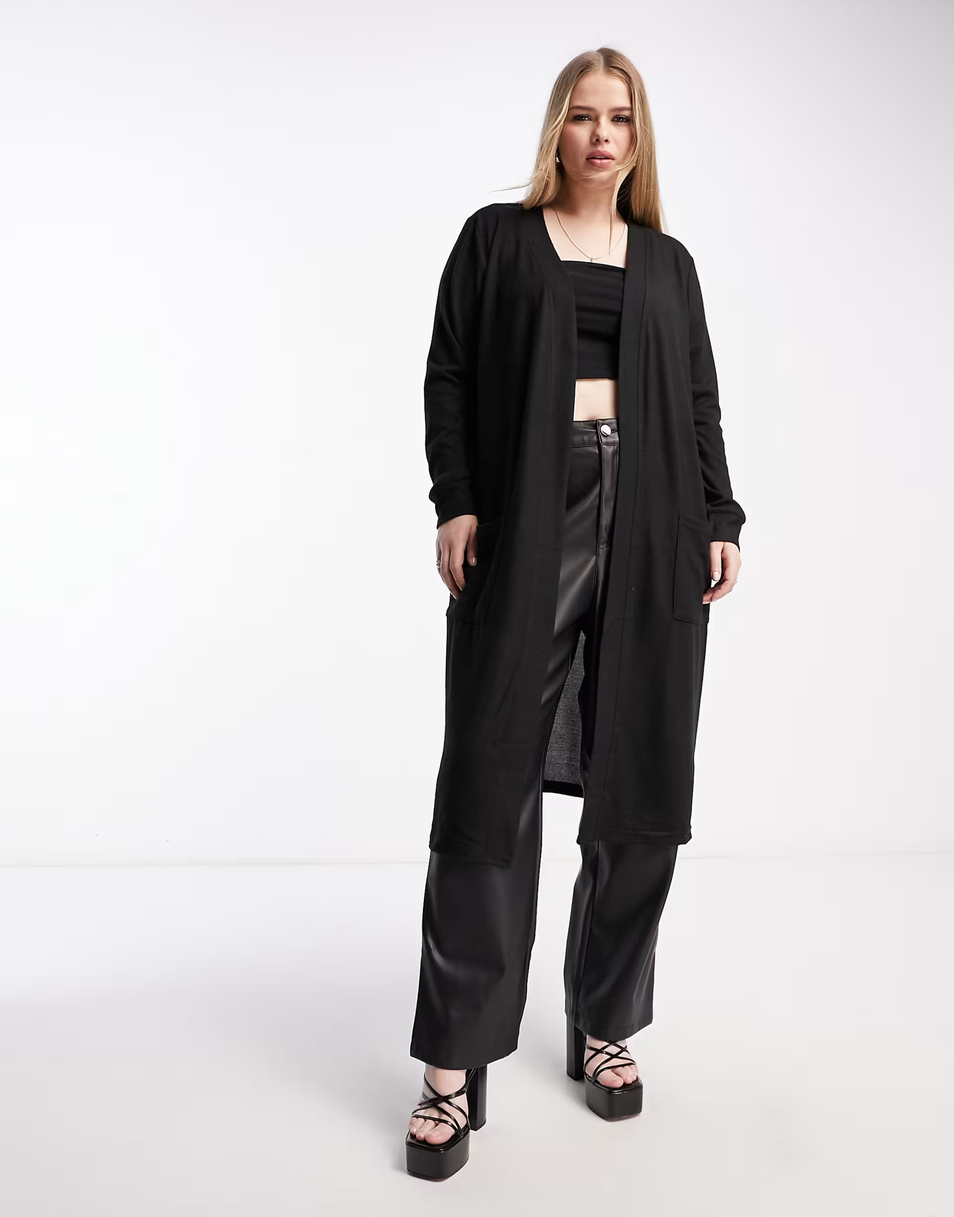 Noisy May Curve lightweight longline cardigan in black | ASOS (Global)