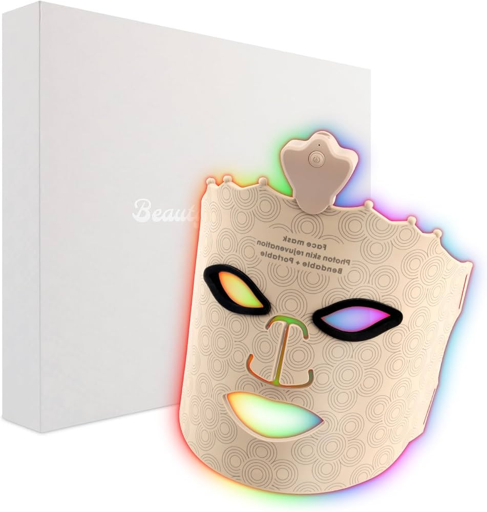 7 Color LED Face Mask Light Therapy, Red Light Therapy Mask for Face for Anti Aging Wrinkles, Sil... | Amazon (US)
