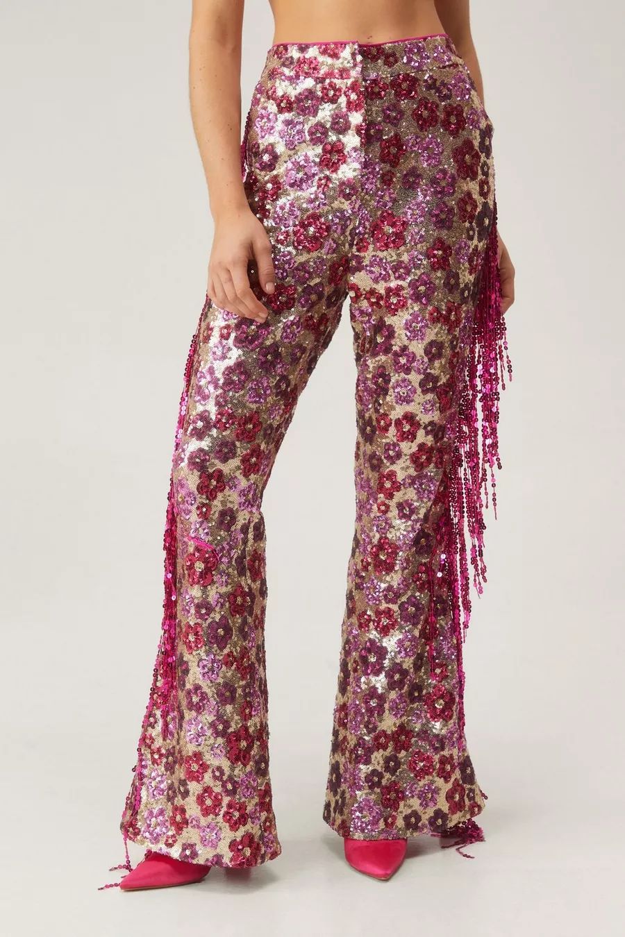 Floral Sequin Flare Pants | Nasty Gal US