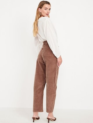 High-Waisted Barrel Ankle Corduroy Pants | Old Navy (US)