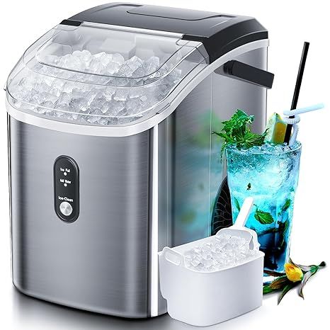 Nugget Countertop Ice Maker with Soft Chewable Ice, 34Lbs/24H, Pebble Portable Ice Machine with I... | Amazon (US)