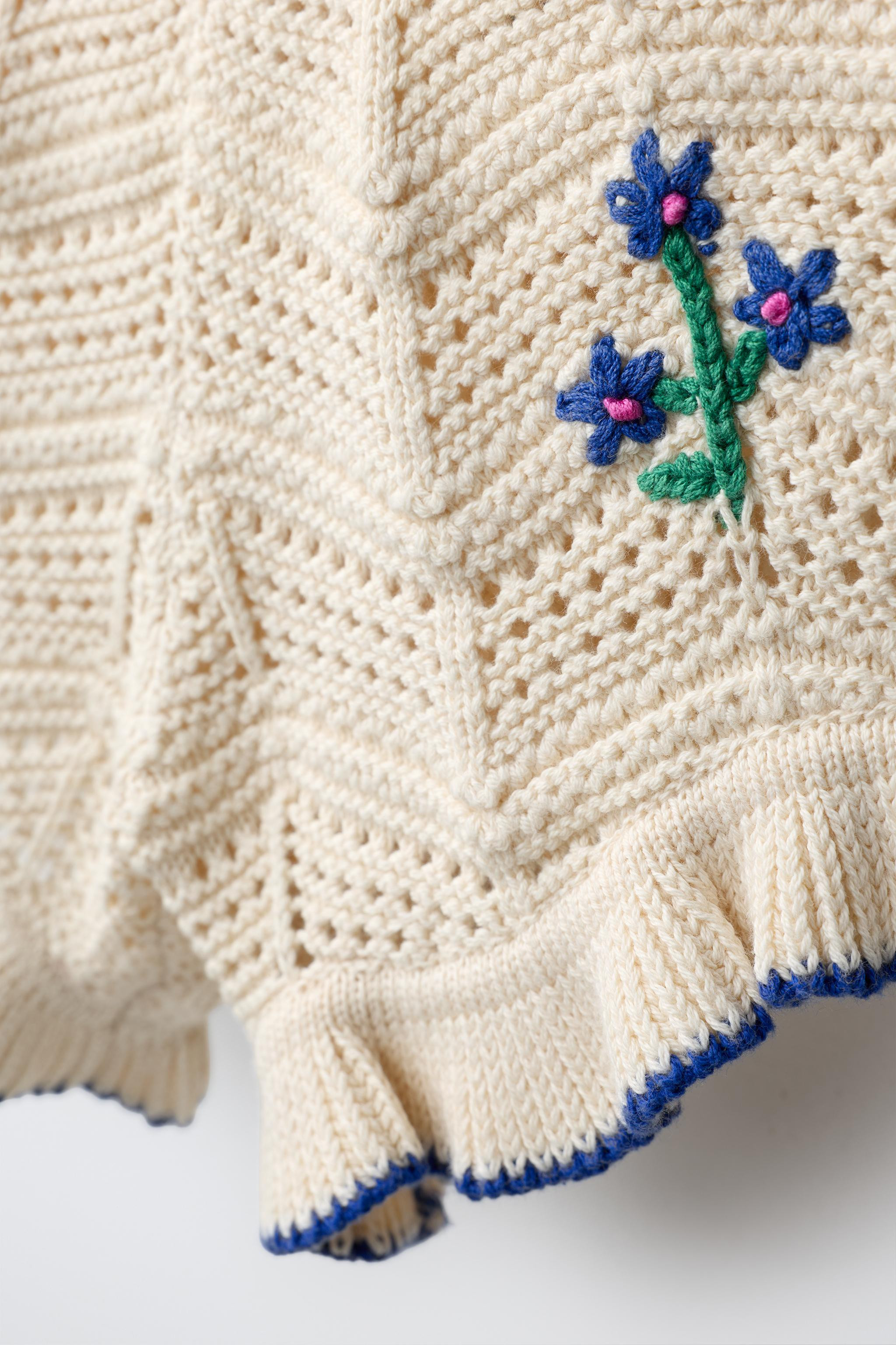 EMBROIDERED FLORAL KNIT SHORTS | Zara US