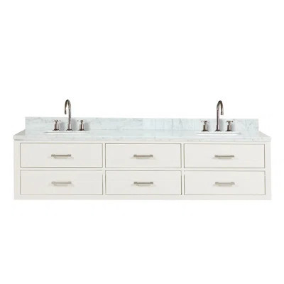 80 In. W X 22 In. D Double Bath Vanity With Carrara Marble Top And Faucet | Wayfair North America