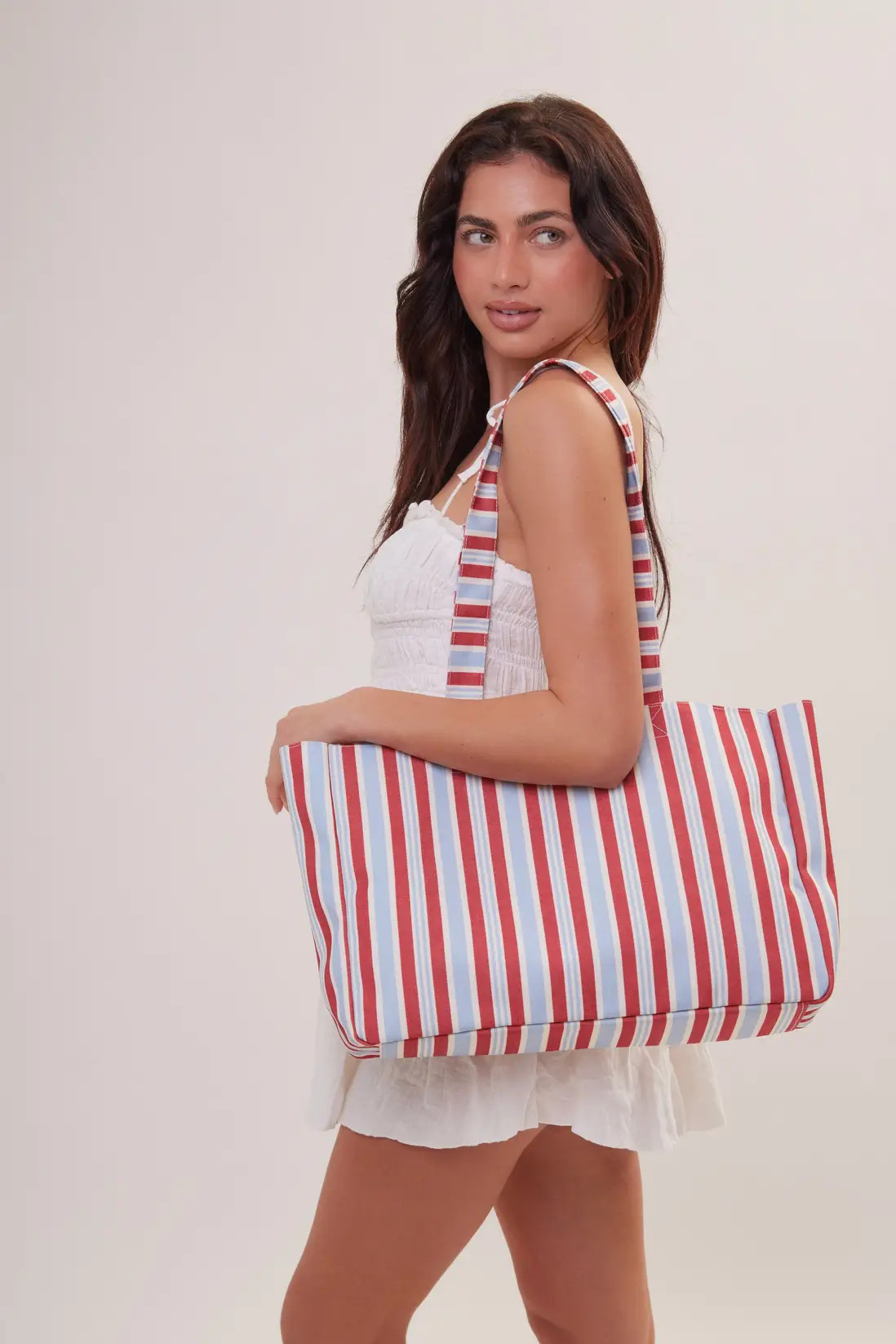 Multi My Accessories London Striped Large Canvas Tote Bag | Boohoo | Boohoo.com (UK & IE)