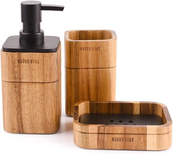 LunaLife Bathroom Accessories Set 3 Piece Bath Ensemble Includes Soap Dispenser, Bathroom Tumbler... | Amazon (US)