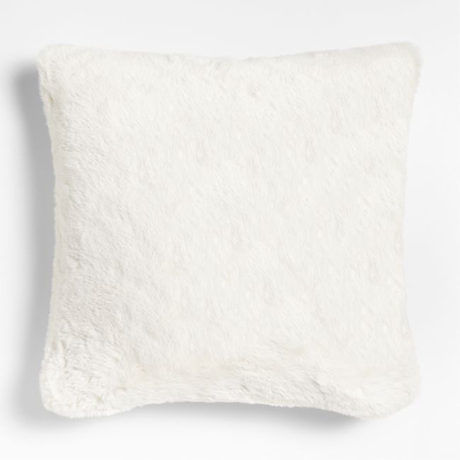 Ivory 23""x23"" Faux Fur Throw Pillow Cover | Crate & Barrel