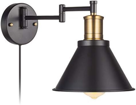 ArcoMead Swing Arm Wall Lamp Plug-in Cord Industrial Wall Sconce, Bronze and Black Finish,with On... | Amazon (US)