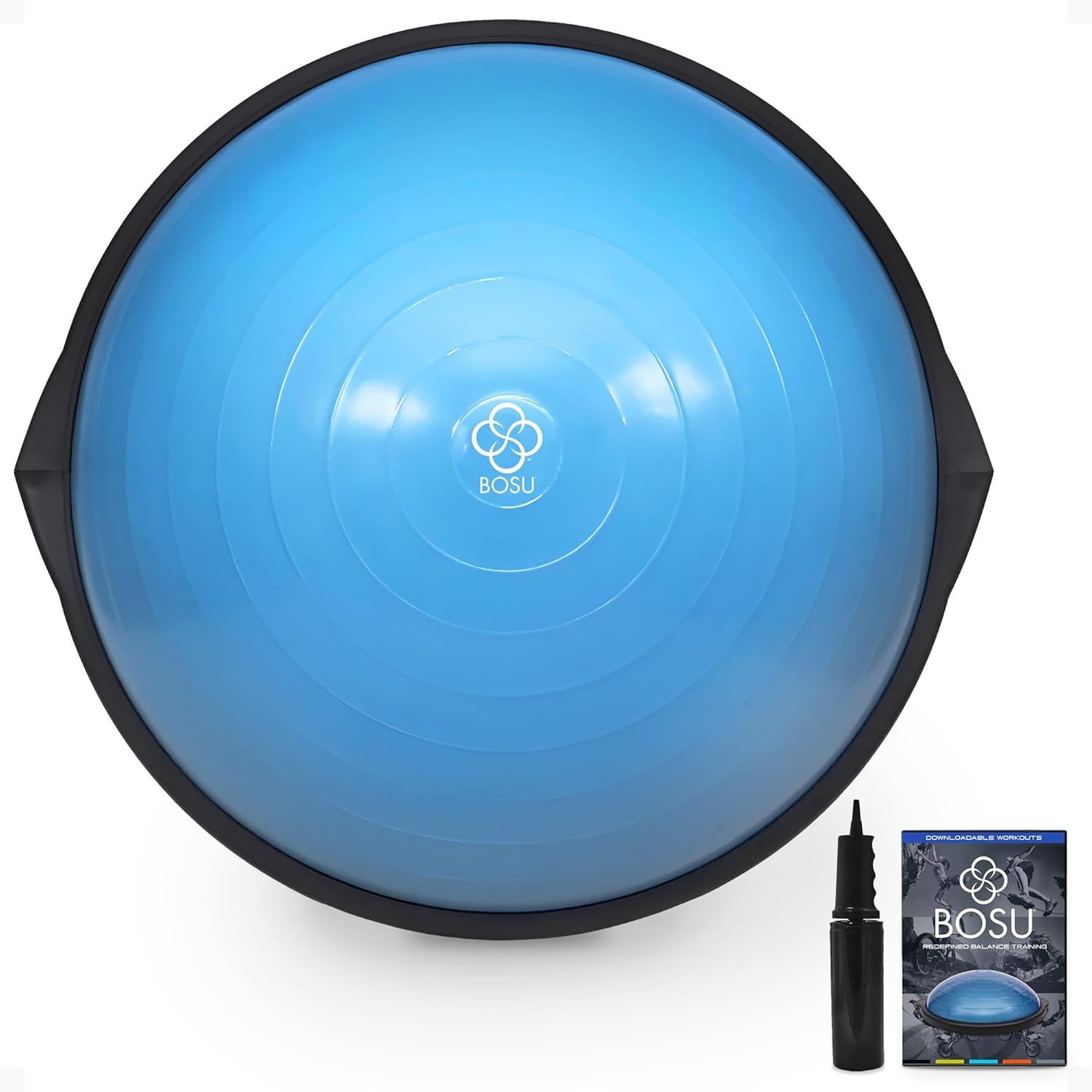 Bosu Balance Ball Exercise Trainer, Home Gym Equipment w/Guided Workouts & Pump, 26" Inflatable Fitness Platform for Strength Training, Standing, Balancing, and Core Workout | Amazon (US)