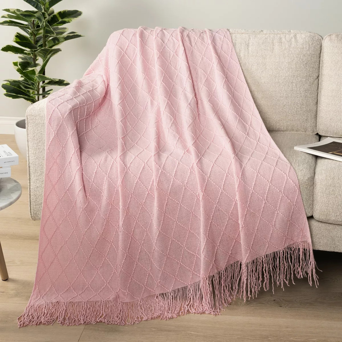 PAVILIA Knit Textured Soft Throw Blanket for Sofa, Living Room Decor, and Bed, Blossom Pink/Throw... | Target