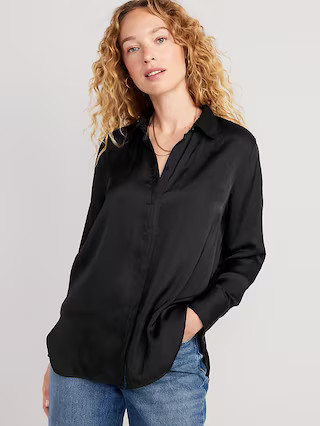 Loose Satin Button-Down Shirt | Old Navy (US)