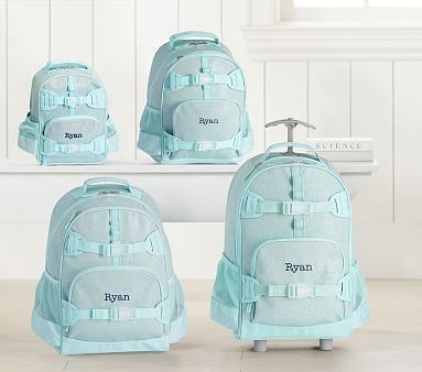 Mackenzie Aqua Sparkle Glitter Backpacks | Pottery Barn Kids