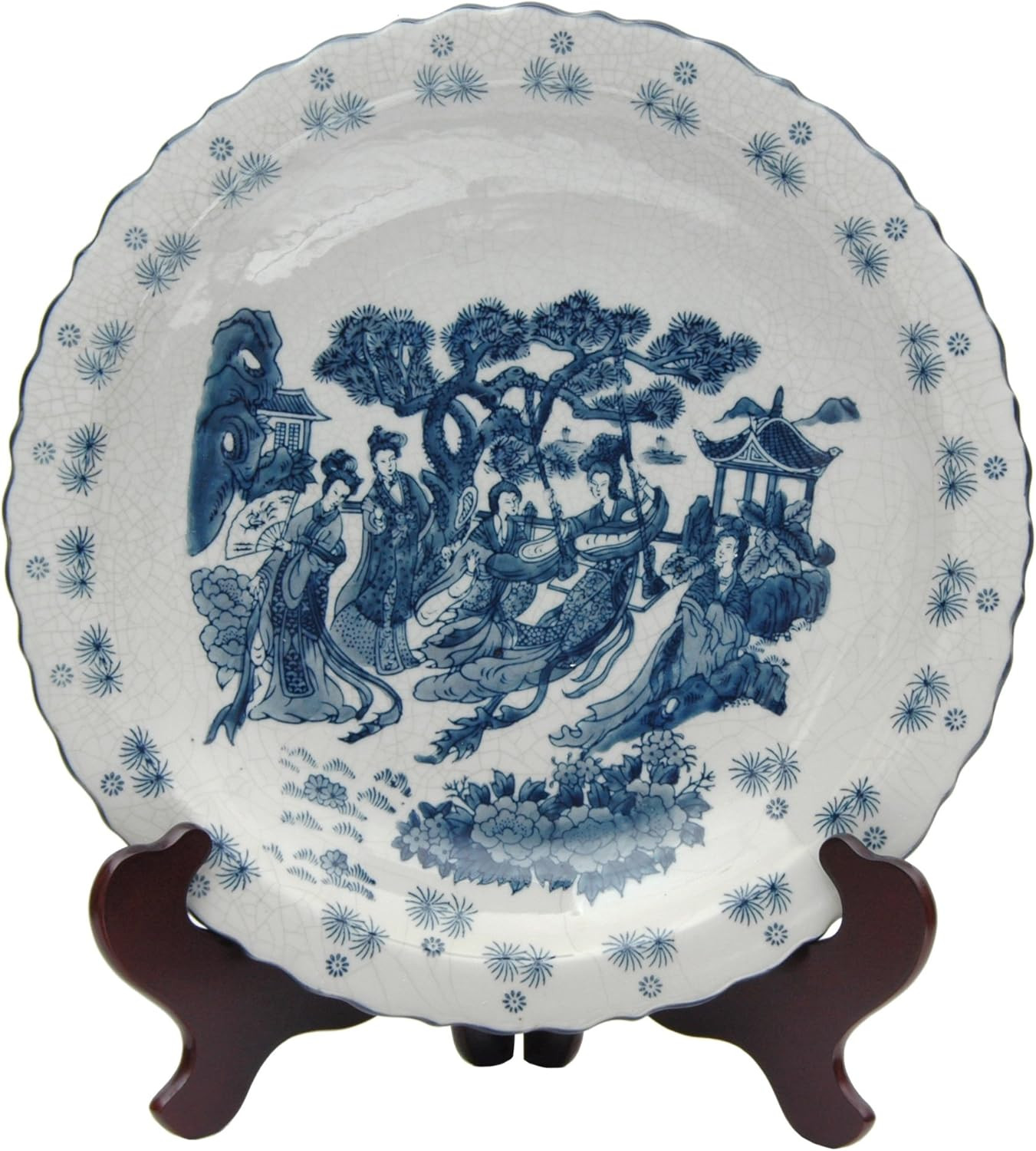 Red Lantern 14" Ladies Blue & White Platter Porcelain Centerpiece Display | Amazon (US)