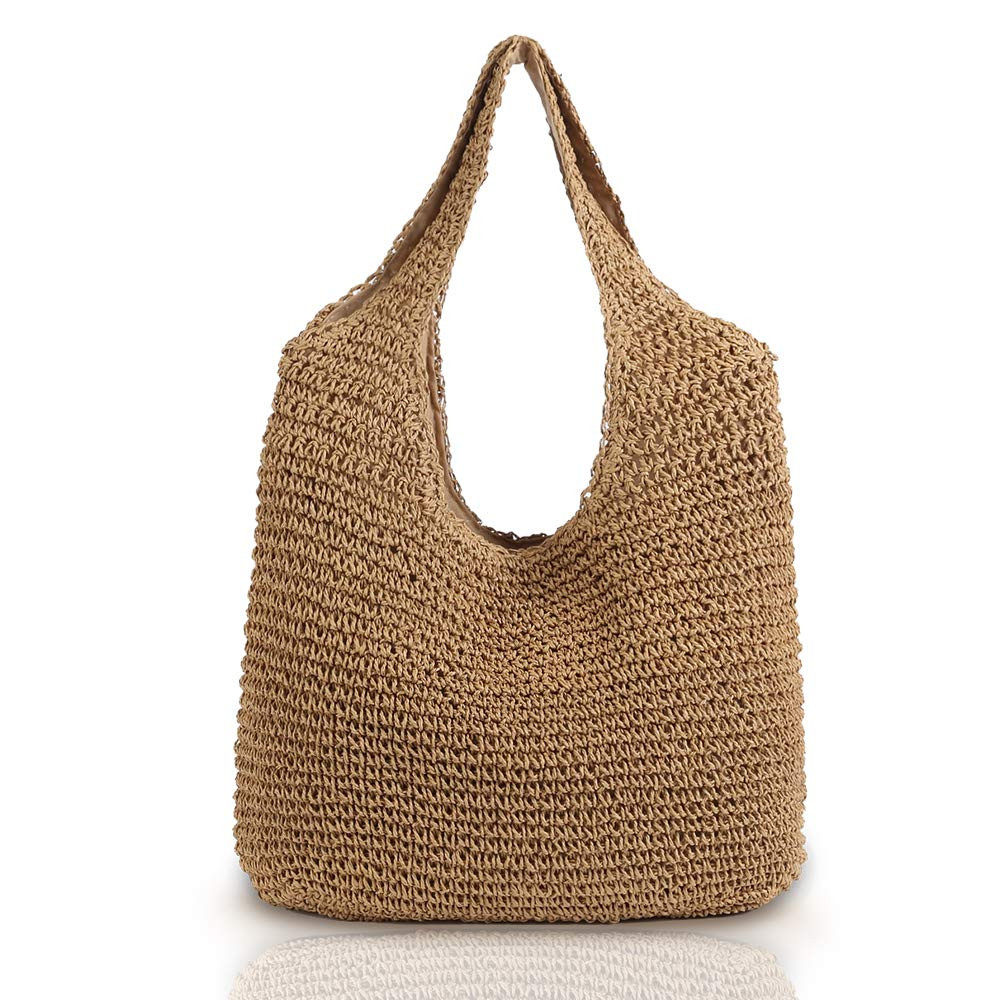 Hand-woven Soft Large Straw Shoulder Bag Boho Straw Handle Tote Retro Summer Beach Bag Rattan Han... | Amazon (US)