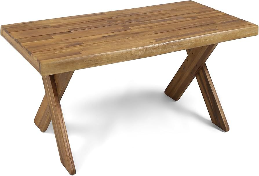 Christopher Knight Home Irene Outdoor Acacia Wood Coffee Table, Sandblast Teak Finish | Amazon (US)