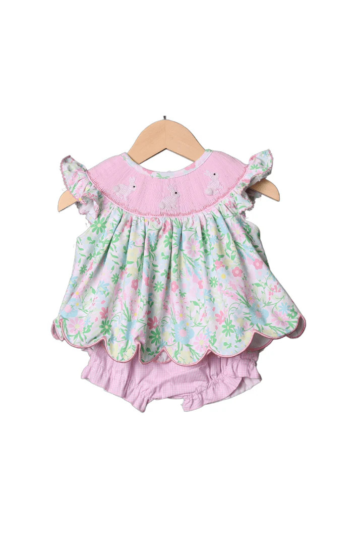 Smocked Bunny Ellie Floral Bishop Set | The Smocked Flamingo
