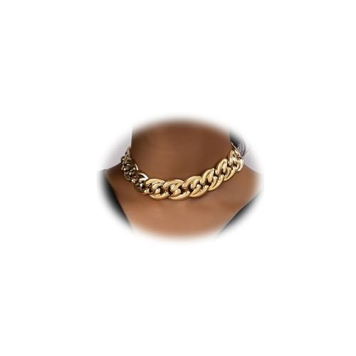 YOOESTORES82 Chunky Gold Cuban Chain Choker Necklaces,Trendy Punk Hip Hop Style Link Chain Necklaces,Dainty Exaggerated Accessories Jewelry Gifts for Women (Gold) | Amazon (US)