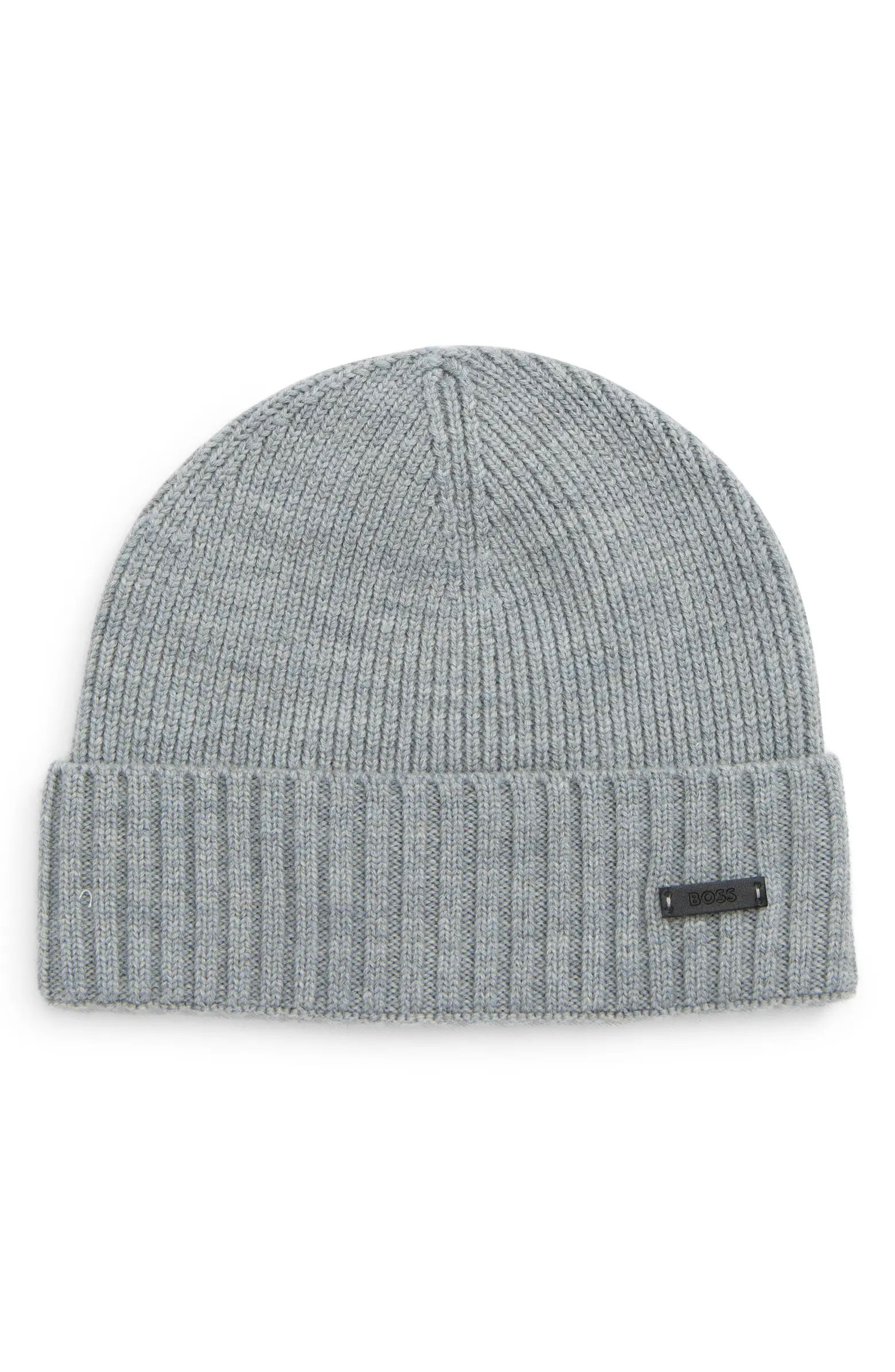 BOSS Virgin Wool Rib Beanie | Nordstrom | Nordstrom