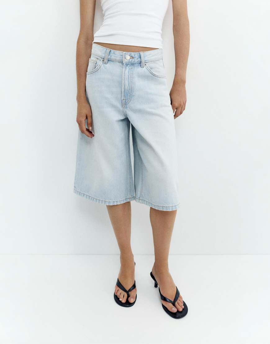 Pull&Bear Low-rise jorts in faded blue | ASOS (Global)