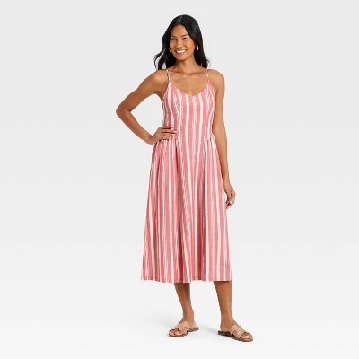 Women's Corset Sundress - A New Day™ Cream/Red Striped S | Target