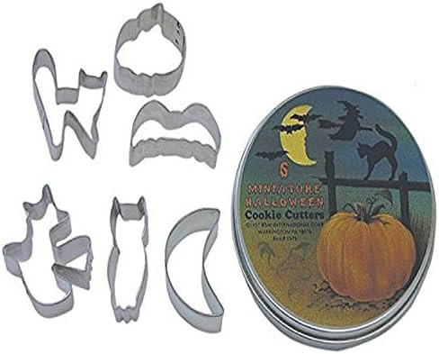 R&M International Mini Halloween Cookie Cutters, Bat, Pumpkin, Owl, Moon, Cat, Flying Witch, 6-Pi... | Amazon (US)