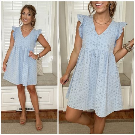 New Walmart eyelet dresses! Found these in store and I couldn’t believe my eyes 😍 $30, great quality, fully lined and adorable. I’m 5’2 and wearing the xs. Has the cutest back detail and you can still wear a normal bra with these. 

Walmart fashion. Walmart finds. LTK under 50. Eyelet. White dress. Mother’s Day dress. 