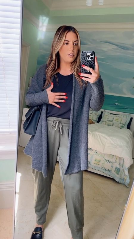 Casual cozy outfit of the day! Great for on the go, errands, or appointments 

Joggers, cardigan, sweaters, handbag, loafers, mules, slide on shoes, casual style, winter outfit, fall outfit, everyday look 



#LTKstyletip #LTKSeasonal #LTKtravel