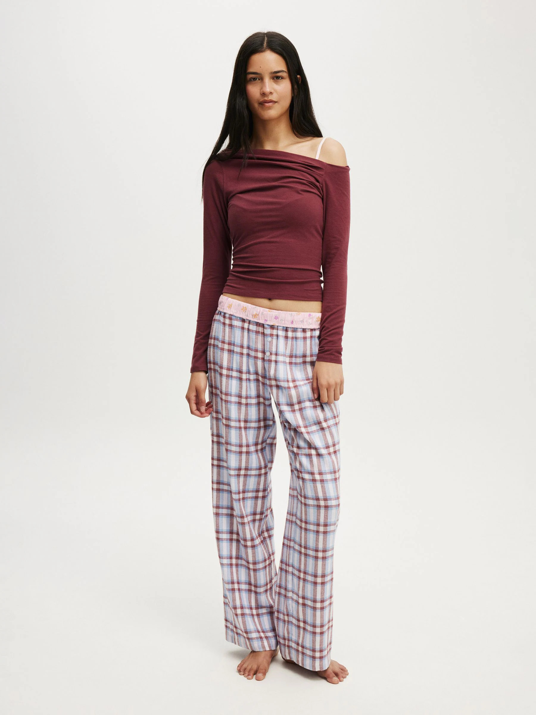 Cotton On Cotton On Pink Flannel Wide Leg Trousers | Next US