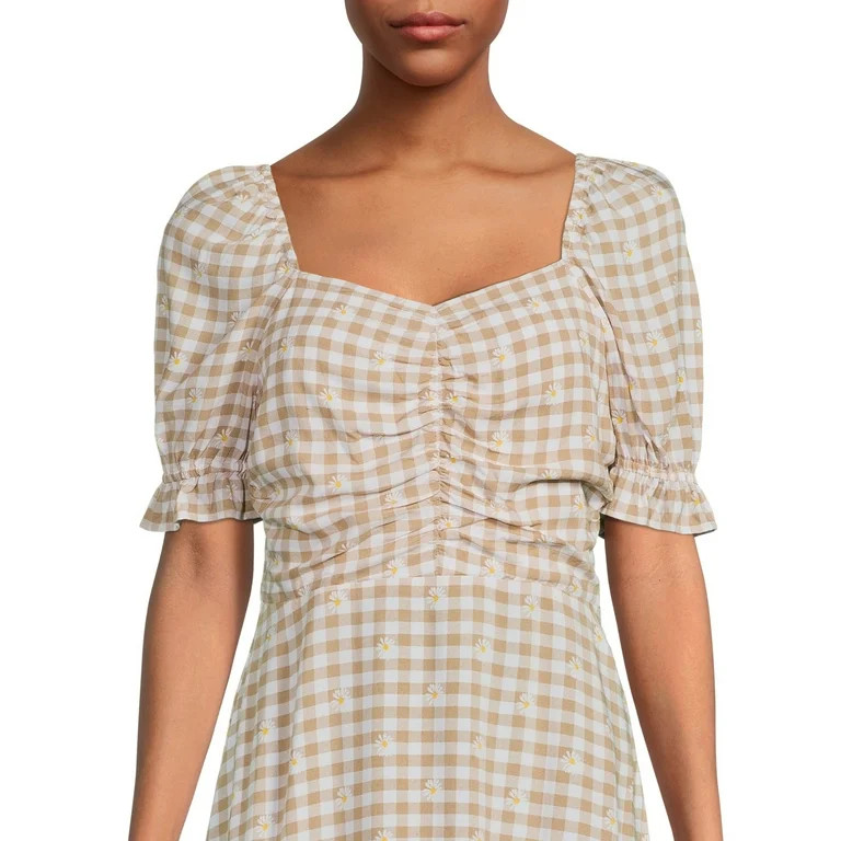 No Boundaries Juniors’ Puff Sleeve Dress - Walmart.com | Walmart (US)
