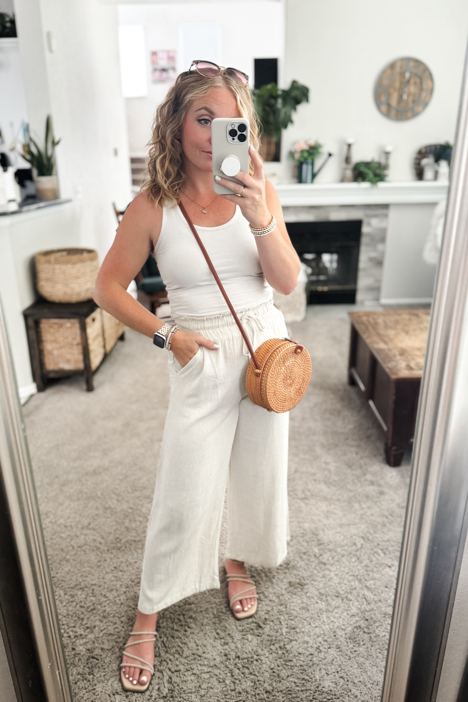 Casual summer linen pants outfit with a white crop tank top, round rattan bag, and gold sandals.  Linen pants are petite friendly! I’m 5’3, wearing a small

// Summer outfits 2024,  beach pants, vacation outfit, resort wear, petite Amazon fashion, casual mom outfit ideas, summer outfit amazon, Amazon outfit ideas, casual outfit ideas, spring outfit inspo, casual fashion, amazon summer fashion, amazon casual outfit, cute casual outfit, outfit inspo, outfits amazon, outfit ideas, amazon shoes, Amazon bag, purse, size 4-6, casual summer outfits, casual outfit ideas everyday, summer tops, summer fashion, summer bag #summeroutfits  


#LTKFindsUnder50 #LTKItBag #LTKStyleTip