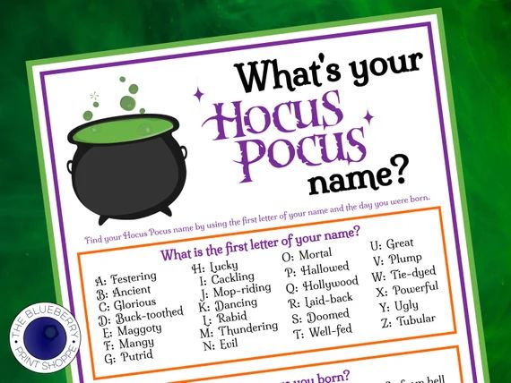 Hocus Pocus Game  What's Your Hocus Pocus Name Game WITH - Etsy | Etsy (US)