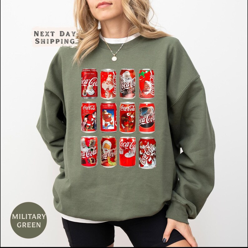 Vintage Santa Coke Christmas Sweatshirt, Retro Coca Cola Holiday Crewneck, Funny Xmas Soda Santa ... | Etsy (US)
