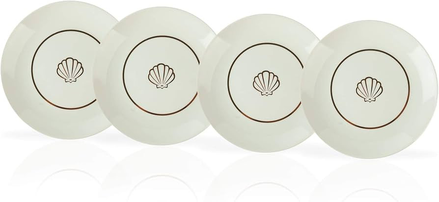 Disney The Little Mermaid Scallop 4-Piece 7 Inch Round Porcelain Dessert Plate Set - Premium 7" W... | Amazon (US)