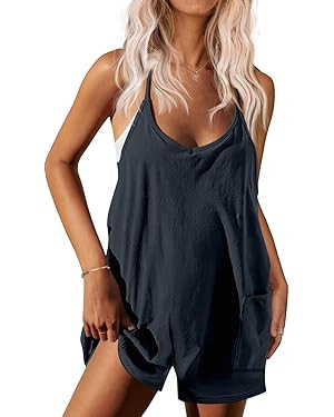 Ekouaer Womens Summer Casual Sleeveless Rompers Loose Spaghetti Strap Shorts Overalls Outfits 202... | Amazon (US)