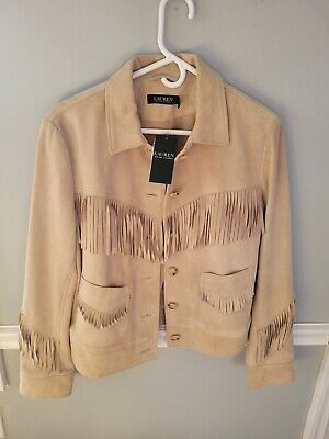 Lauren Ralph Lauren Womens 100% Goat Suede Fringe Jacket Sz 8 Brand New With Tag  | eBay | eBay US