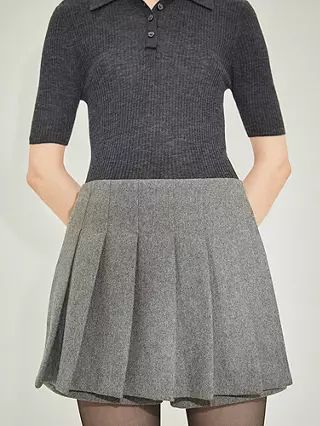 Mango Lux Pleated Front Wool Blend Shorts, Grey | John Lewis (UK)