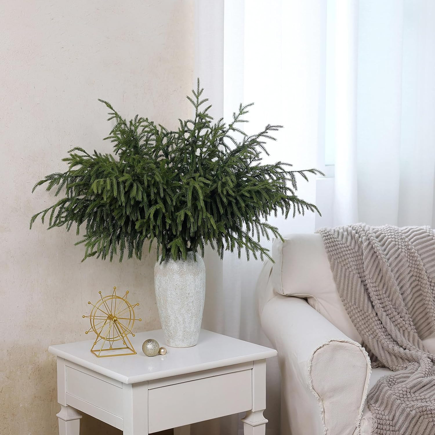 YXZZWL 8 Pcs Christmas Norfolk Pine Branches, 36 Inch Real Touch Artificial Norfolk Pine Branch F... | Amazon (US)