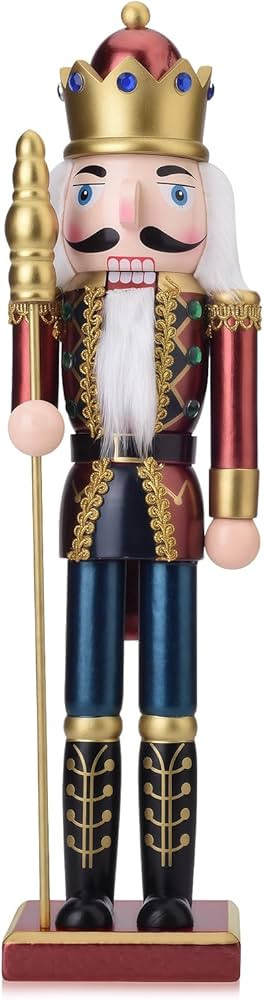King Nutcracker Figures, 15 Inch Wooden Christmas Nutcracker with Scepter Ornaments, Nutcracker X... | Amazon (US)