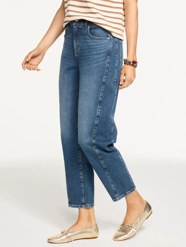 Relaxed Tapered Barrel Leg Jeans - Irving Wash | Talbots