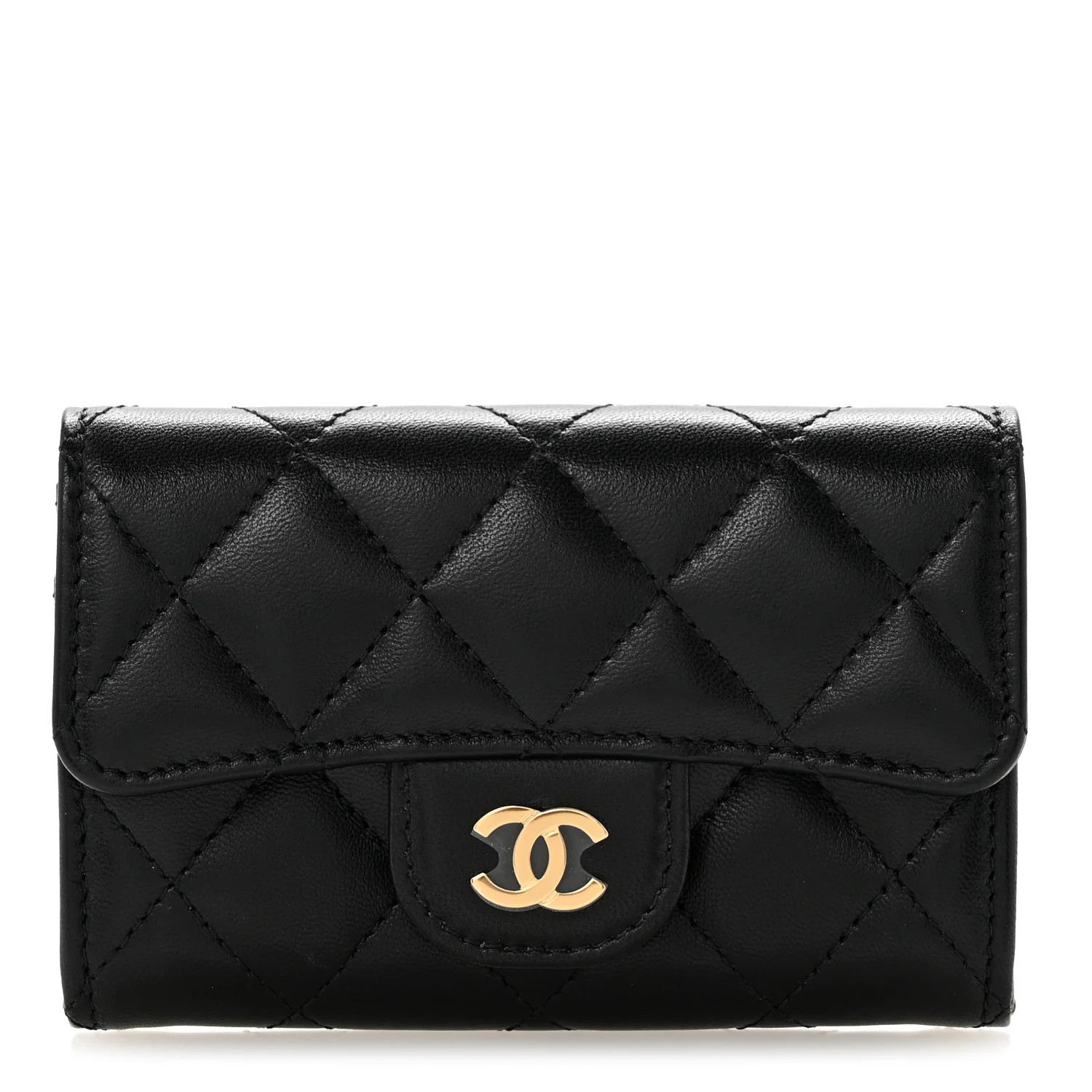 Chanel Lambskin Quilted Flap Card Holder Wallet Black 1925706 | FASHIONPHILE (US)