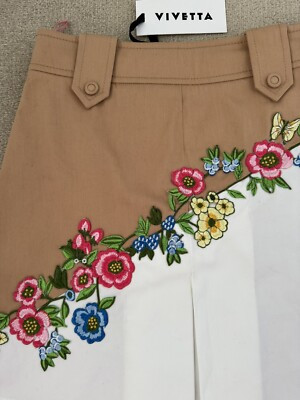 VIVETTA  Gonna Tessuto Mini Skirt Cotton blend Appliqués Zip Size 40 BNWT | eBay US