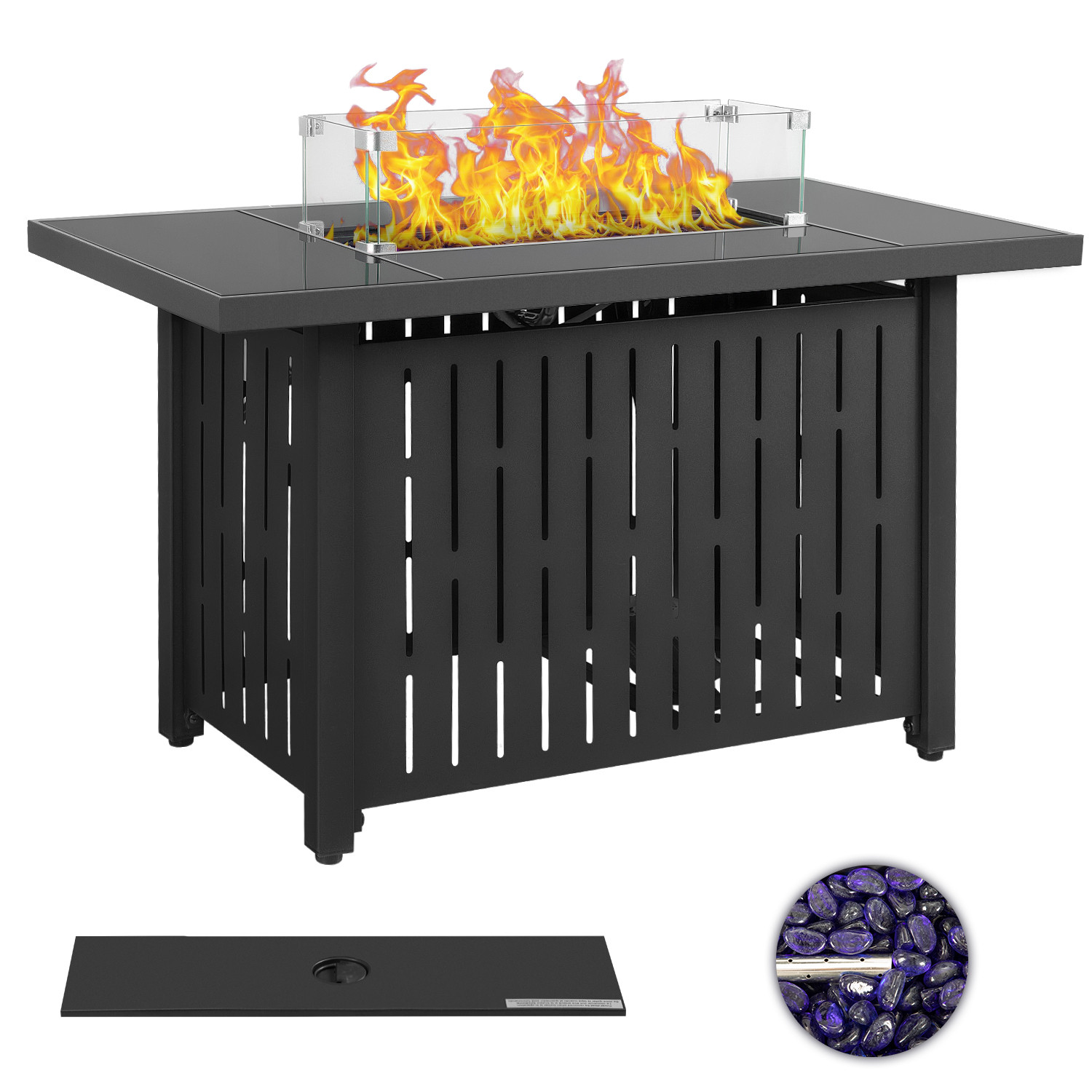 Vineego 43" Gas Fire Pit Table with Free Blue Fire Glass and Cover 50,000 BTU Outdoor Heating All... | Walmart (US)