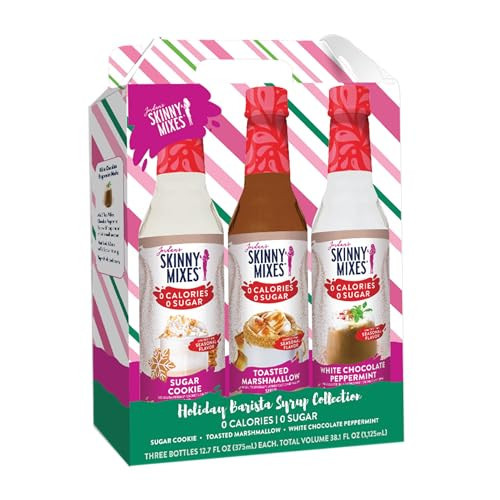 Jordan’s Skinny Mixes Sugar Free Coffee Syrup, Holiday Trio Coffee Flavoring Syrup, Zero Calorie Drink Mix for Lattes, Baking, Protein Shake, Dairy & Gluten Free, Kosher, 25.4 Fl Oz, 3 Pack | Amazon (US)