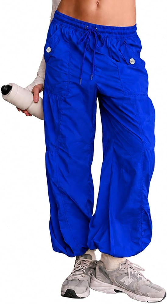 FUNTOUR Cargo Pants Women Baggy Parachute Pants Elasitc Mid-Rise Y2K Trousers Hiking Camping Esse... | Amazon (US)