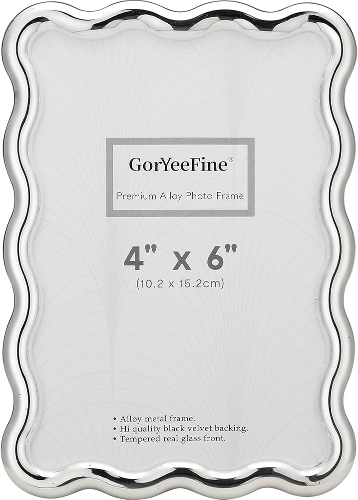 4x6'' Silver Heavy Duty Photo Frame,Wave Design High-End Zinc Alloy Picture Frames 6x4'',Fashiona... | Amazon (US)