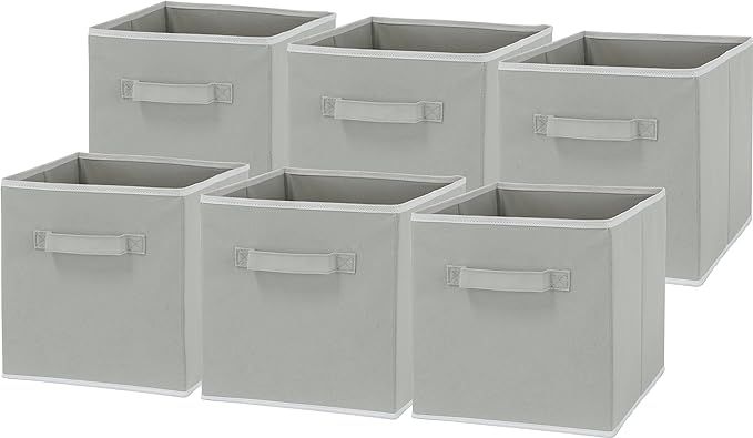 6 Pack - SimpleHouseware Foldable Cube Storage Bin, Grey | Amazon (US)