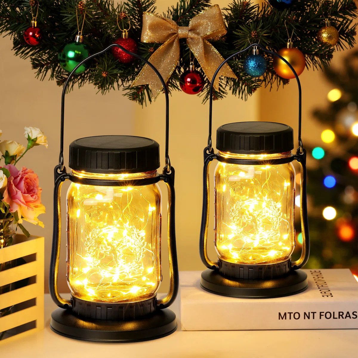 6.89'' Solar Powered Integrated LED Outdoor Lantern (Set of 2) | Wayfair North America