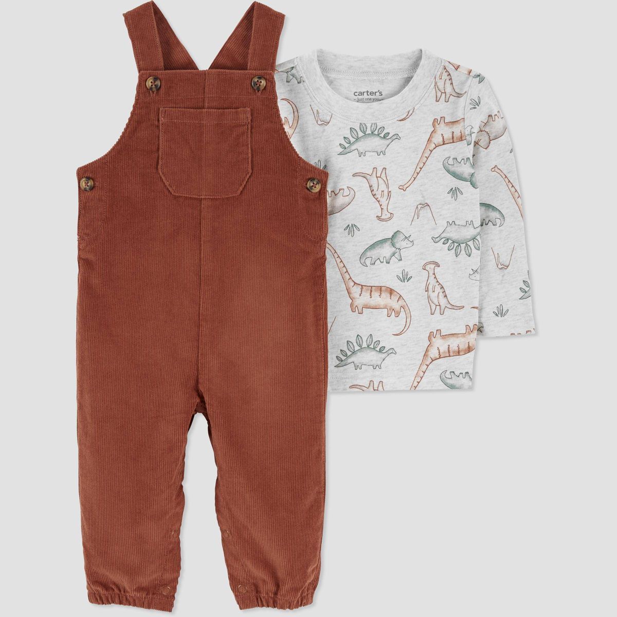 Carter's Just One You®️ Baby Boys' Dino Top & Overalls Set - Brown | Target