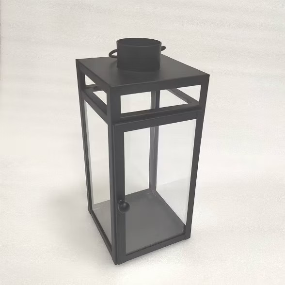16" x 7" Decorative Metal Lantern Candle Holder Matte Black - Threshold™ | Target