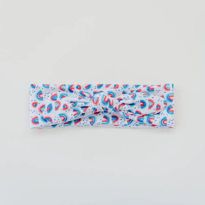 4th of July Rainbow Summer Bow Headband, Fourth of July Bow, Patriotic Headband, July Headwrap, P... | Etsy (US)